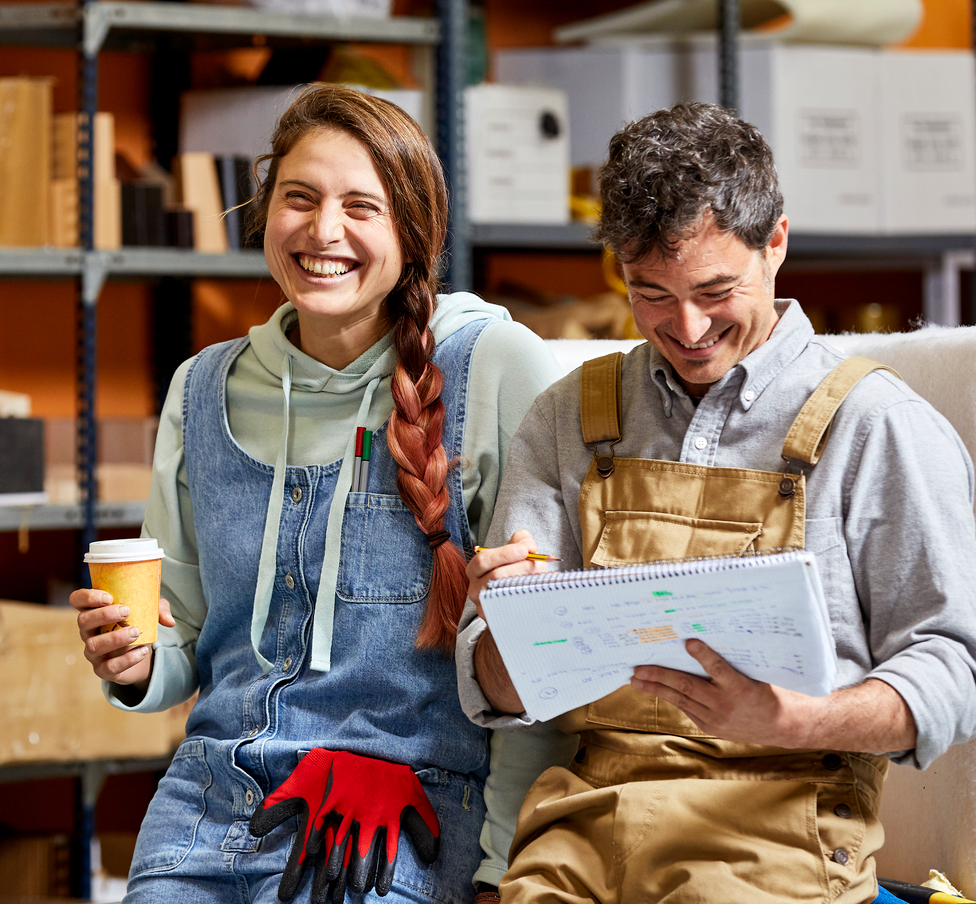 Enjoying a good joke with coworkers