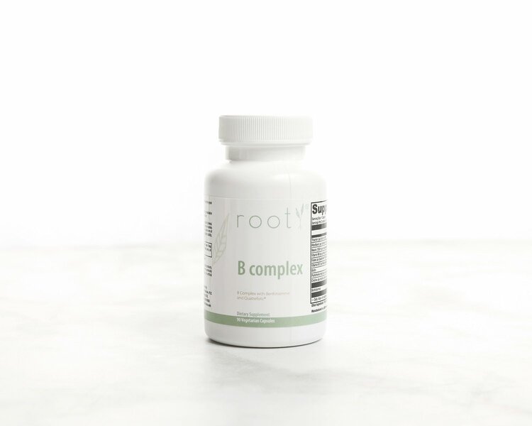 A bottle of B Complex supplements